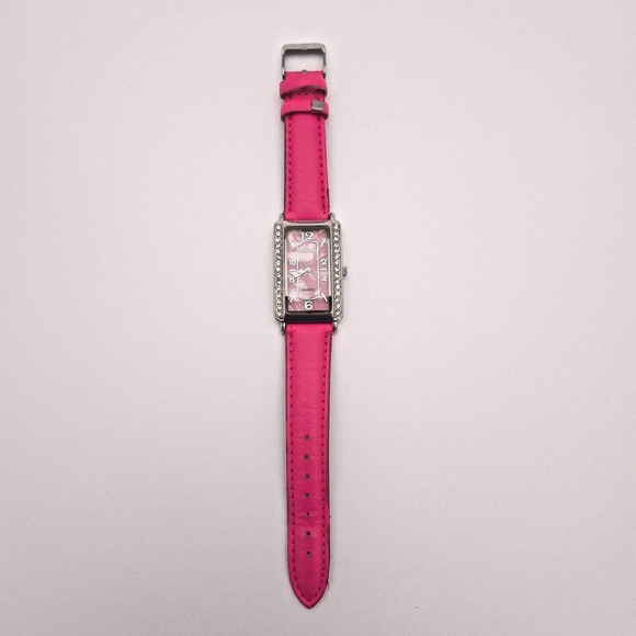 Women's‎ Terner Pink & Silver Toned Bling Wristwatch w/ Adjustable Buckle Band - Picture 2 of 11
